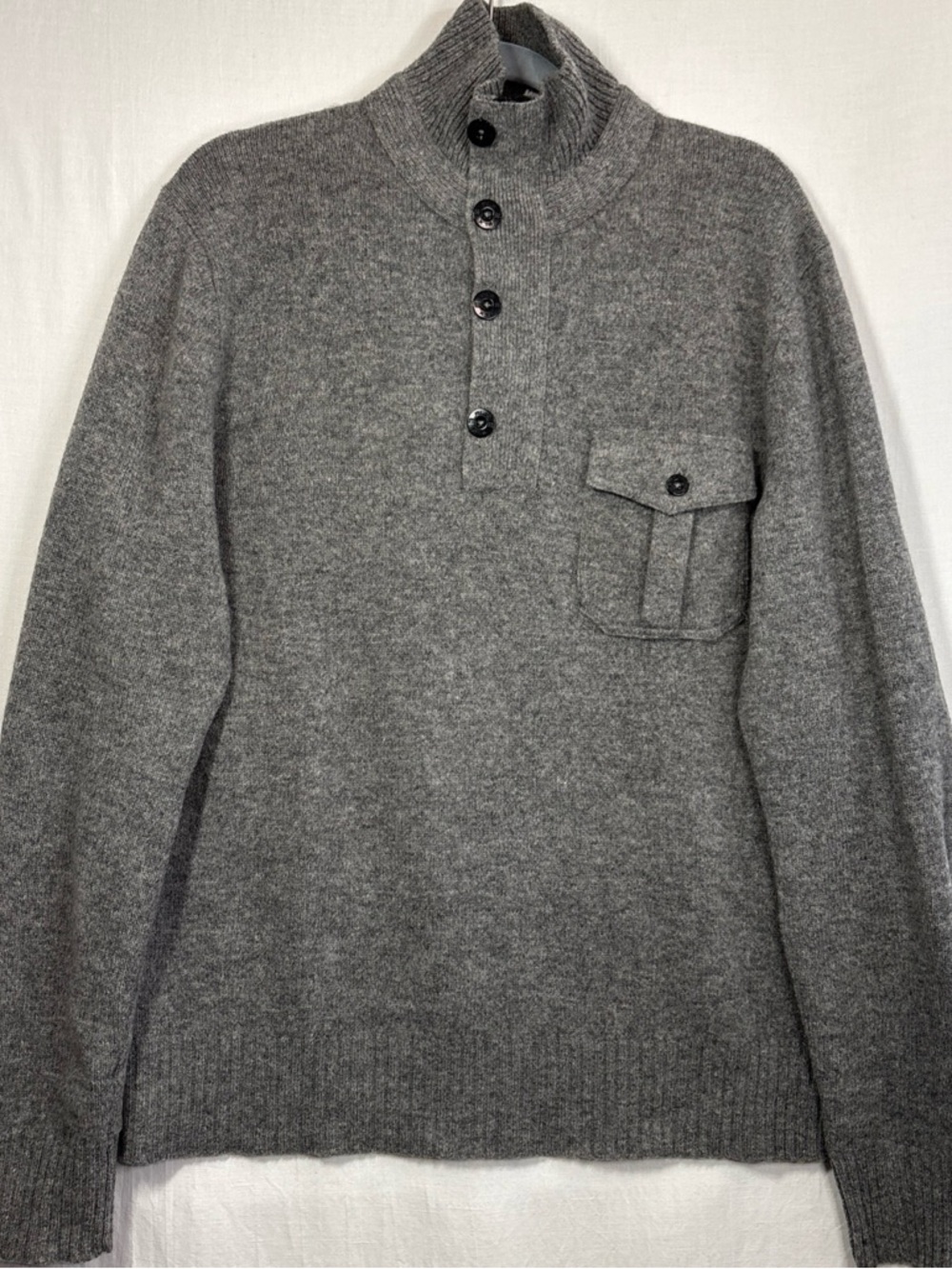 Ralph Lauren RLX Grey Lambwool Pullover 1/2 Zip Pocket Elbow Patches Golf